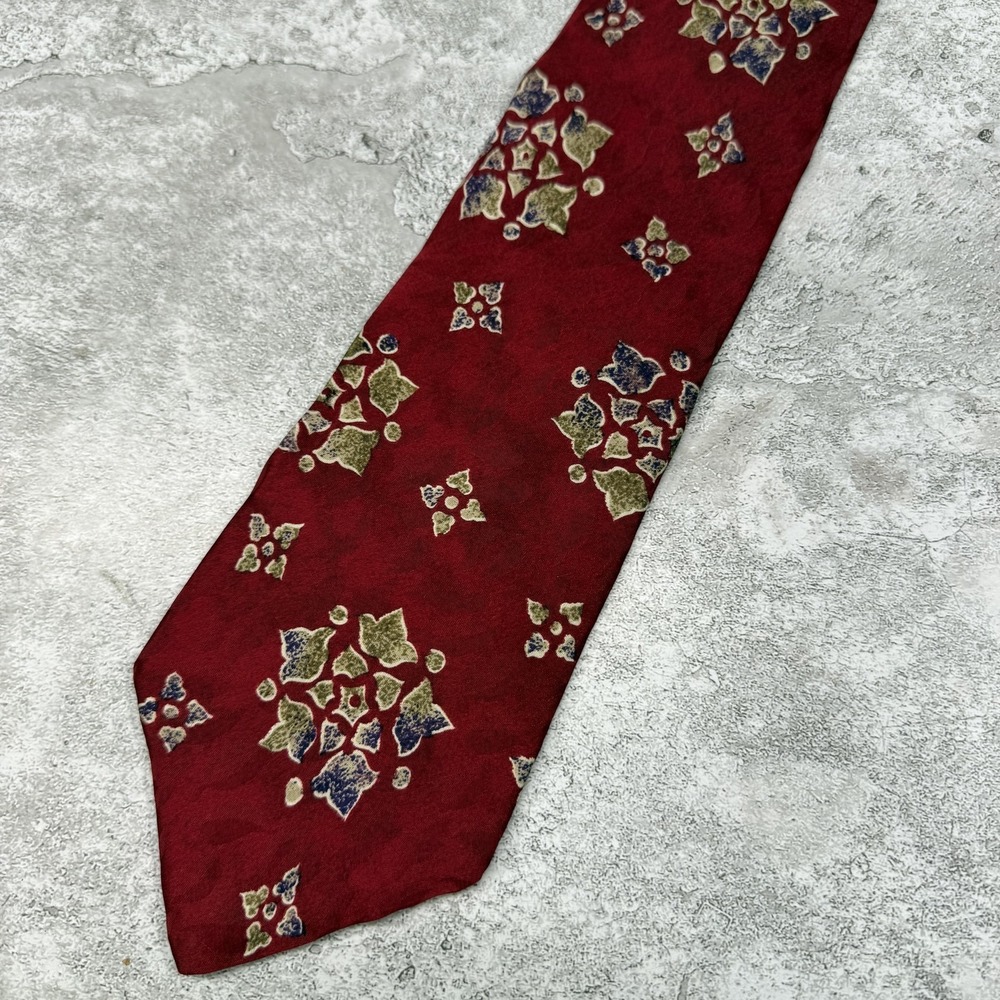 Liberty Of London Silk Tie Mens One Size Red Floral Made‎ In USA Necktie